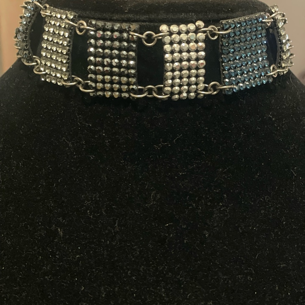 Daniel Swarovski Silver and Blue Rhinestone Choker